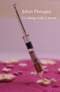 image of Cooking with Cancer book cover, a syringe in a cake